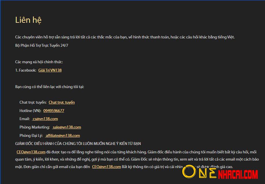 Chăm sóc khách hàng tại nhà cái VN138